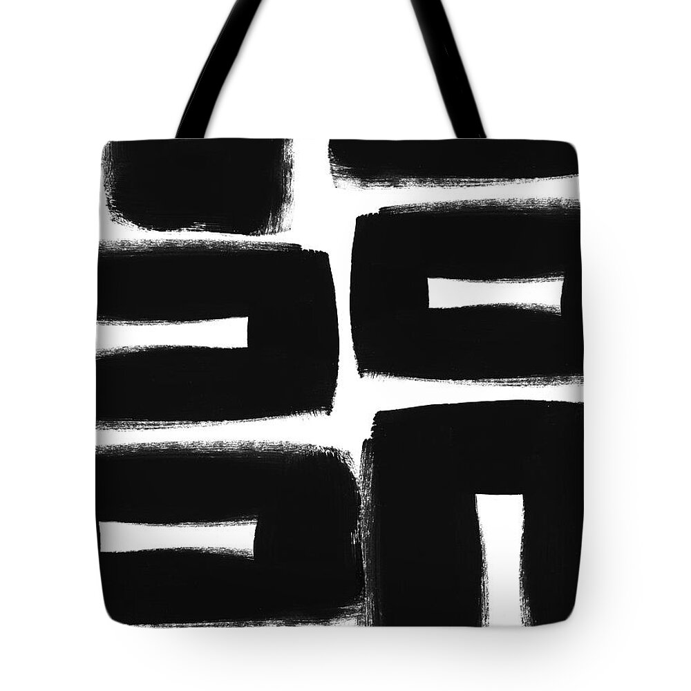 Black Tote Bag featuring the painting Scandi Boxes 2- Art by Linda Woods by Linda Woods