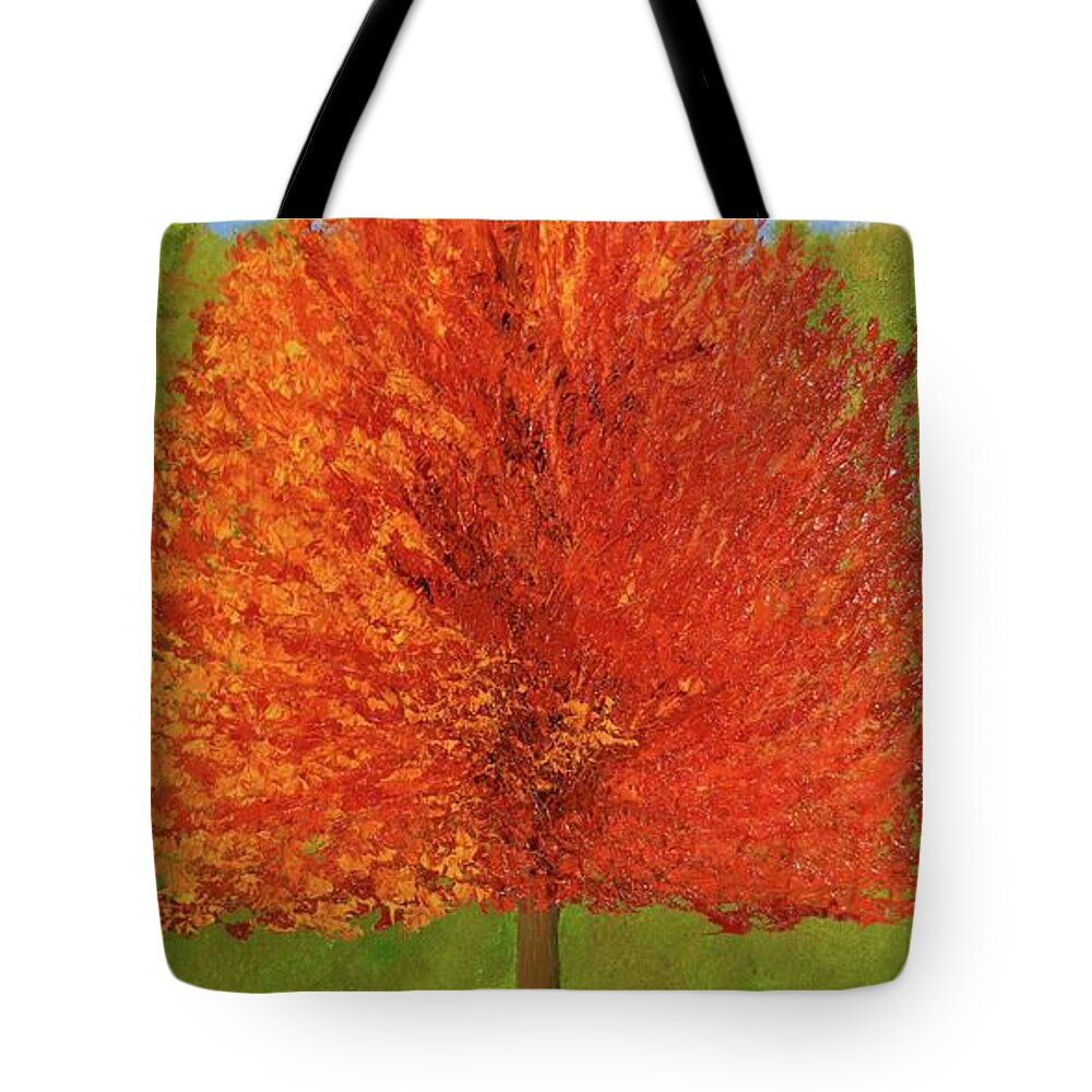  Barrieloustark Tote Bag featuring the painting Scarlet Bradford by Barrie Stark