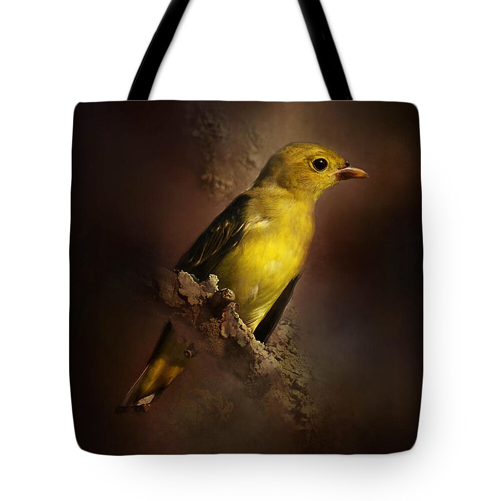Bird Tote Bag featuring the photograph Scarlet Tanager by Kathy Russell