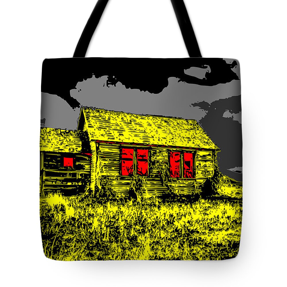 Scary Tote Bag featuring the digital art Scary Farmhouse by Piotr Dulski
