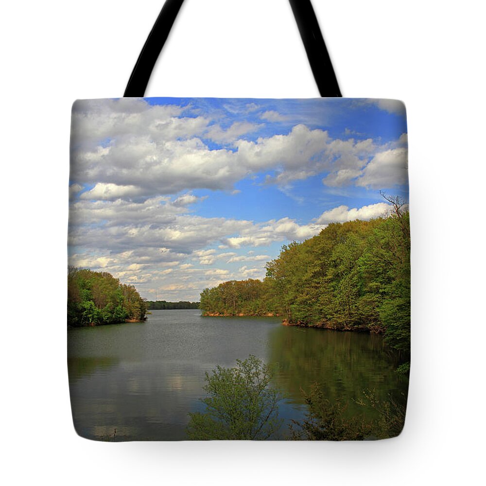 Alum Creek Tote Bag featuring the photograph Scattered Clouds by Angela Murdock