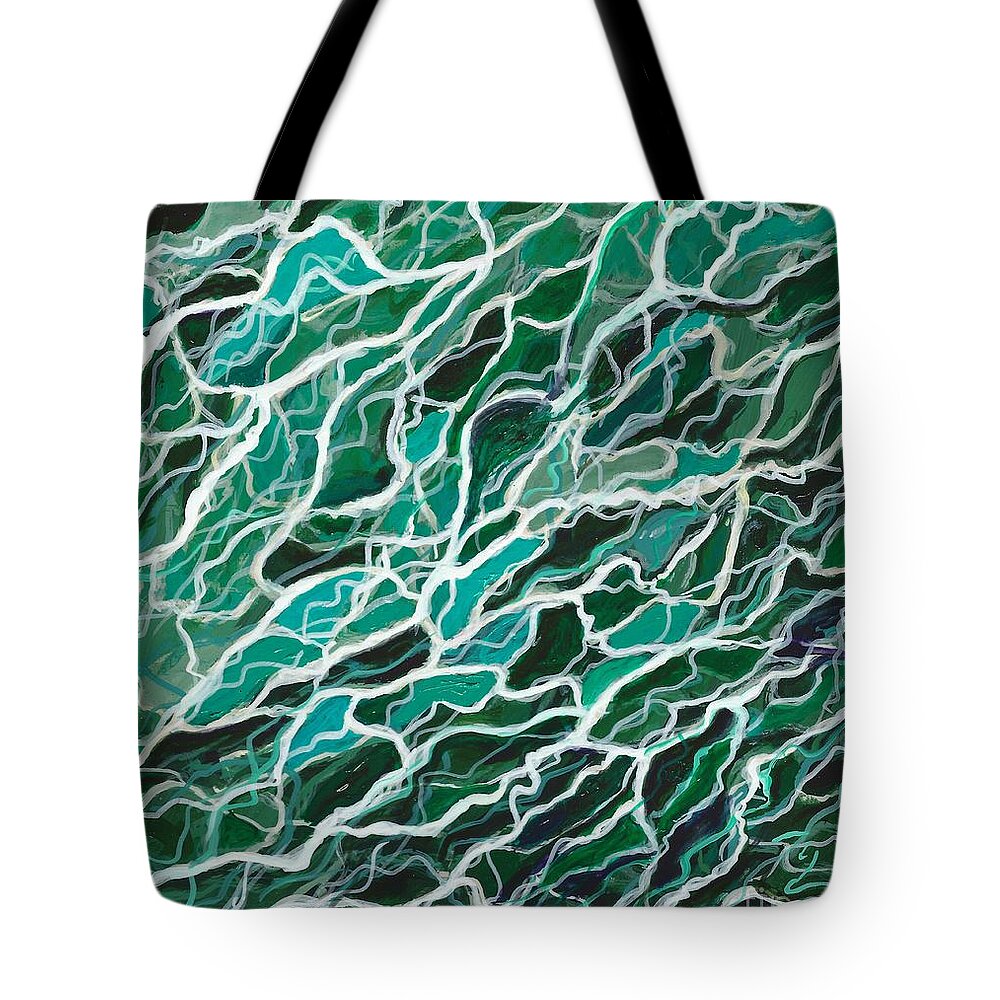 #abstract Tote Bag featuring the painting Scattered Waves by Allison Constantino