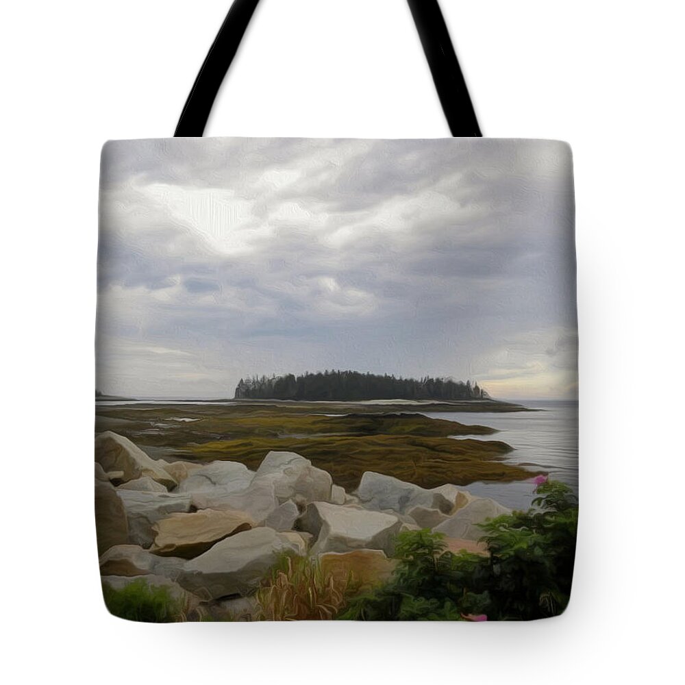 Maine Tote Bag featuring the photograph Schoodic Point Maine by Jewels Hamrick
