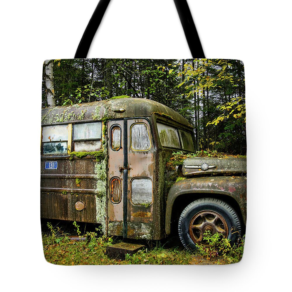 Maine Tote Bag featuring the photograph School Bus Camp by Alana Ranney