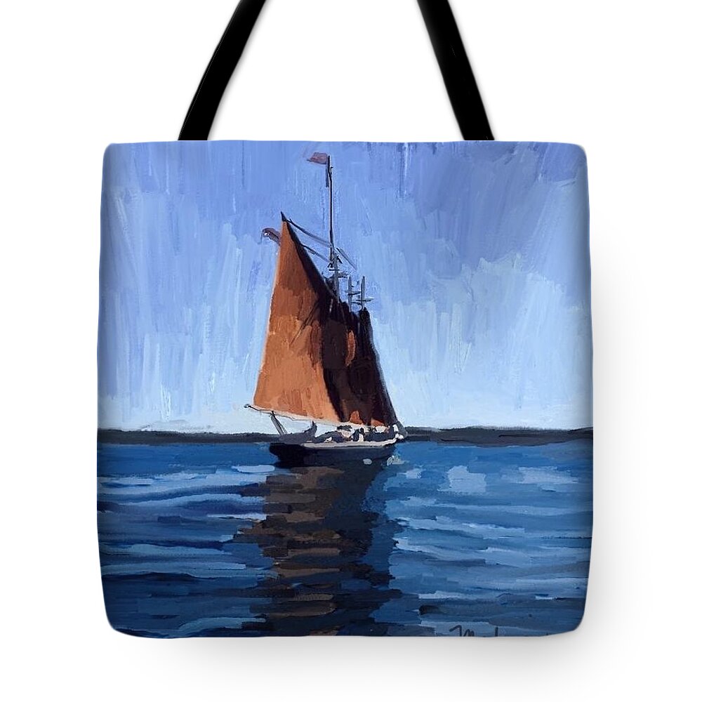Schooner Tote Bag featuring the painting Schooner Roseway in Gloucester Harbor by Melissa Abbott