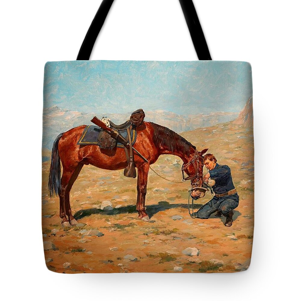 Schreyvogel Last Drop Tote Bag featuring the painting Schreyvogel Last Drop by MotionAge Designs