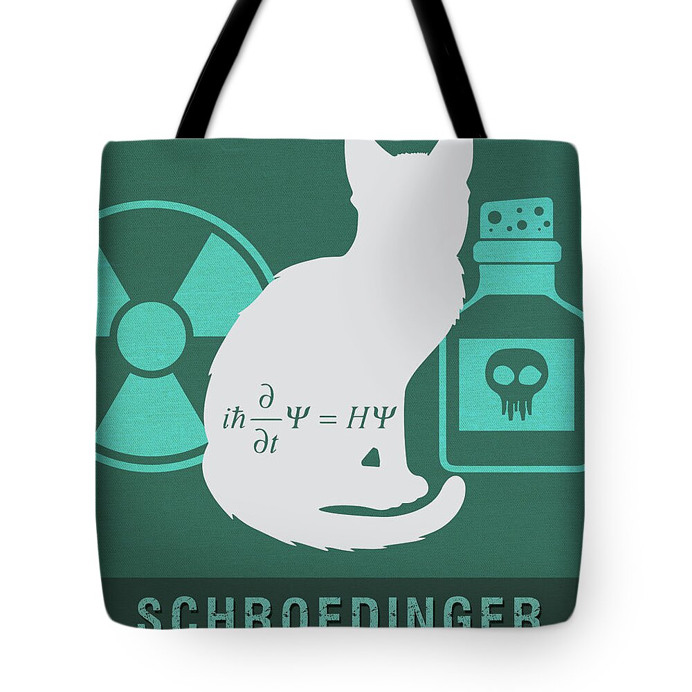 Schroedinger Tote Bag featuring the mixed media Science Posters - Erwin Schroedinger - Physicist by Studio Grafiikka