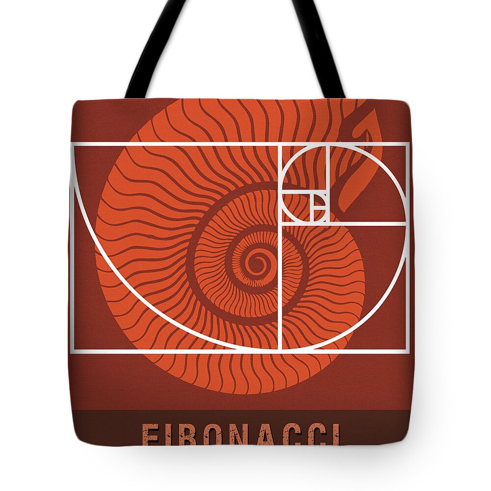 Fibonacci Tote Bag featuring the mixed media Science Posters - Fibonacci - Mathematician by Studio Grafiikka