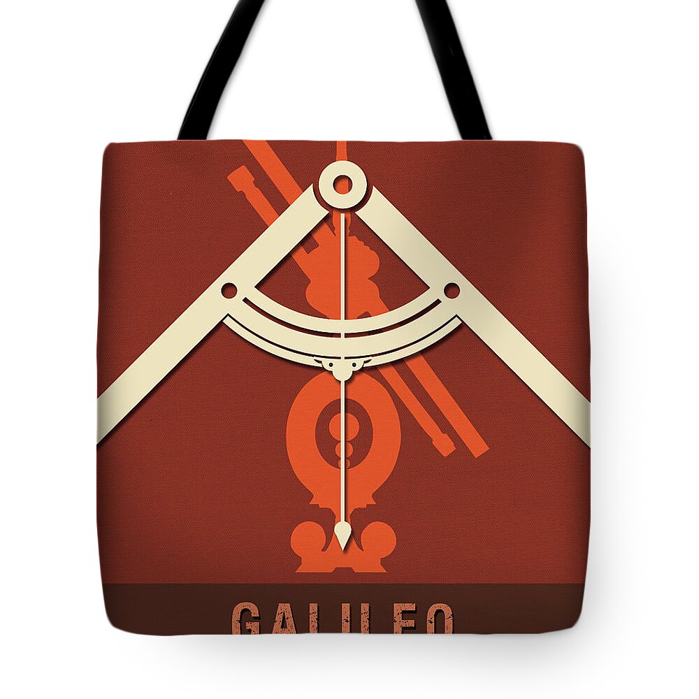 Galileo Tote Bag featuring the mixed media Science Posters - Galileo Galilei - Astronomer, Physicist, Mathematician by Studio Grafiikka