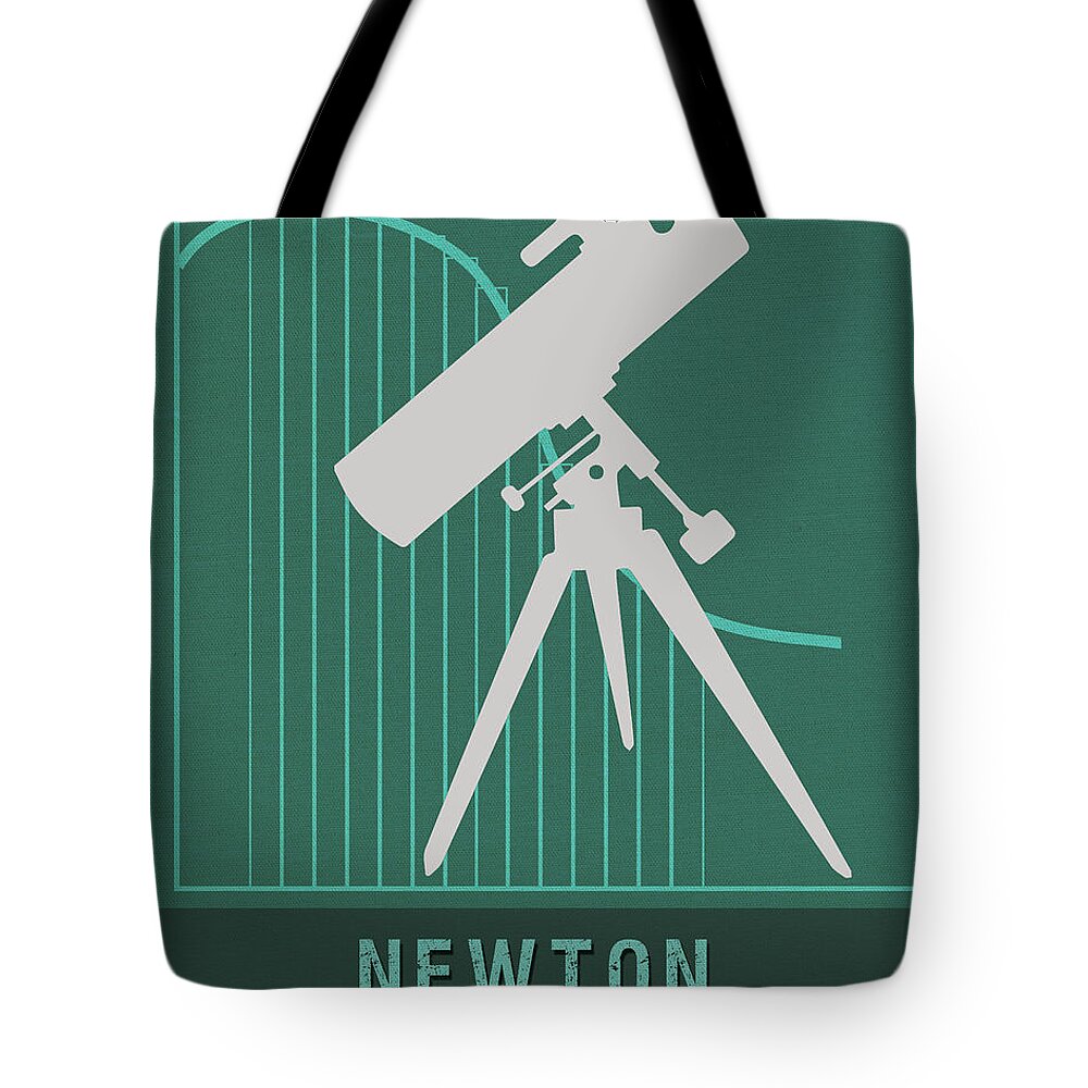 Newton Tote Bag featuring the mixed media Science Posters - Sir Isaac Newton - Physicist, Mathematician, Astronomer by Studio Grafiikka