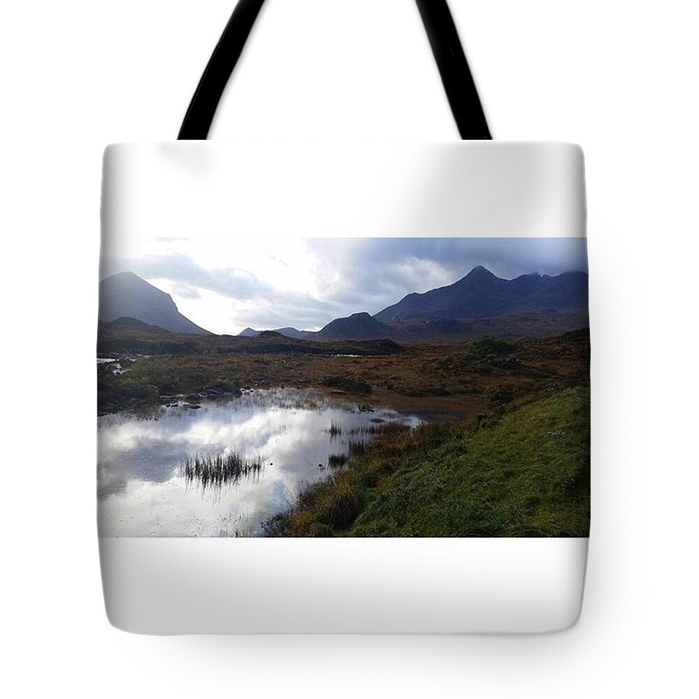 Scotland Tote Bag featuring the photograph Scotland black mountains by Colleen Thul