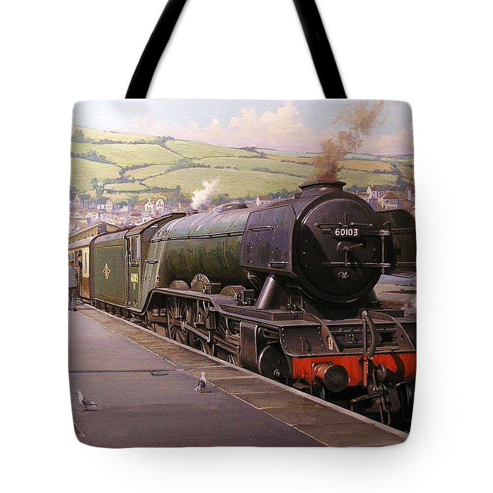 Commission A Painting Tote Bag featuring the painting Scotsman at Kingswear by Mike Jeffries