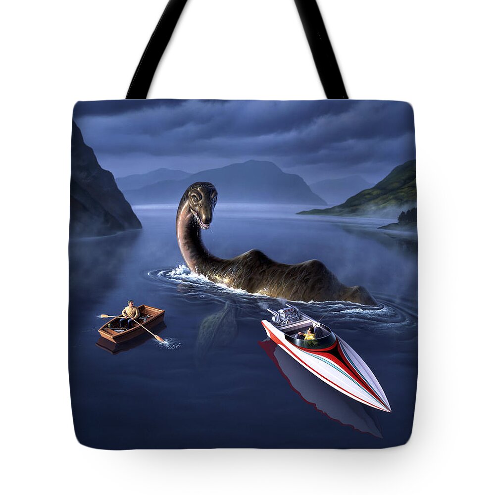Loch Ness Monster Tote Bags