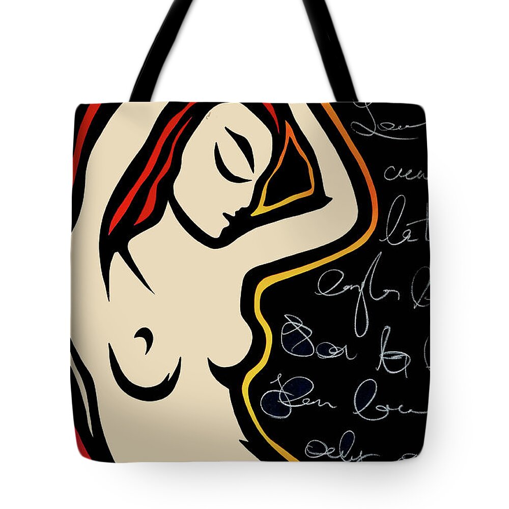 Fidostudio Tote Bag featuring the painting Scribbles by Tom Fedro