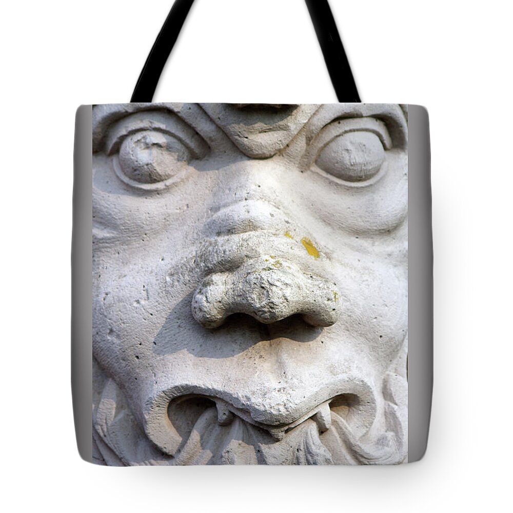 Sculpture Tote Bag featuring the photograph Sculpture at the main entrance of the Corvey monastery by Eva-Maria Di Bella