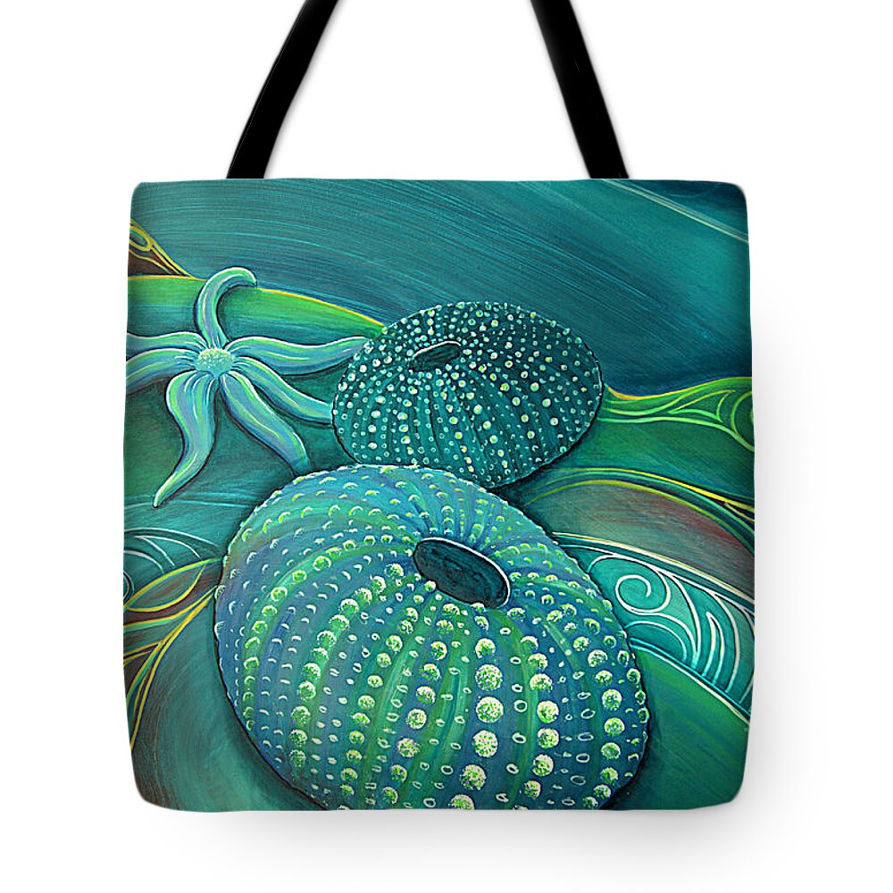 Kina Tote Bag featuring the painting Sea Anemone Kina by Reina Cottier by Reina Cottier