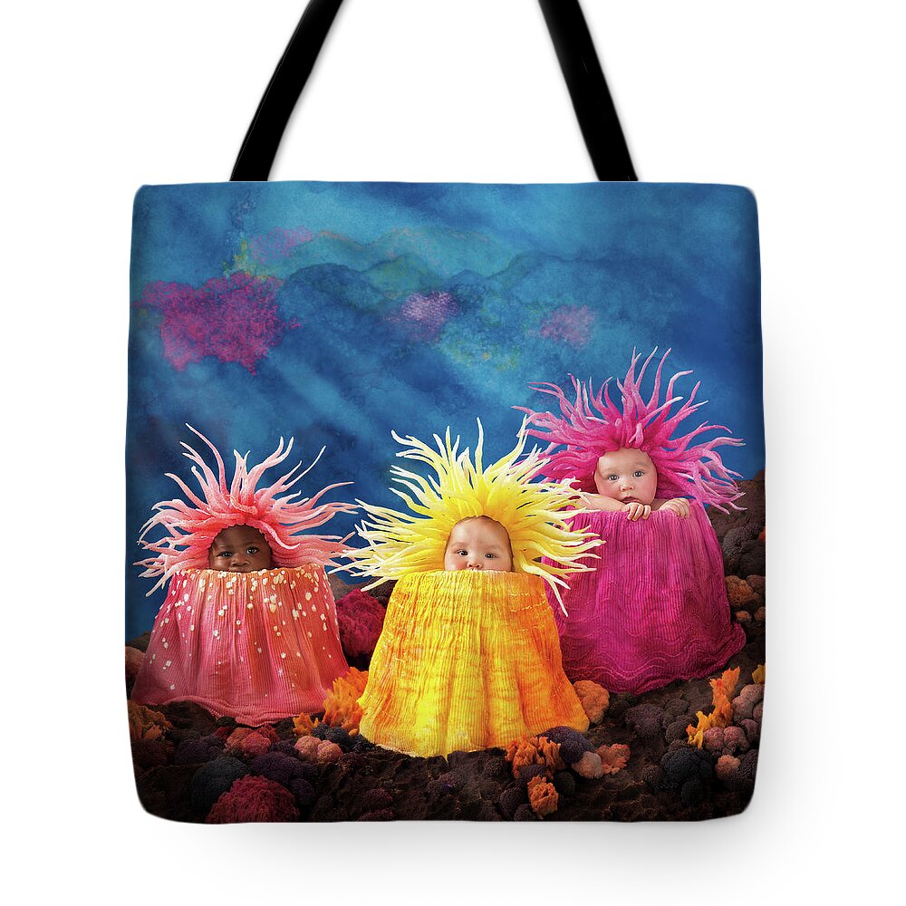 Under The Sea Tote Bag featuring the photograph Sea Anemones by Anne Geddes