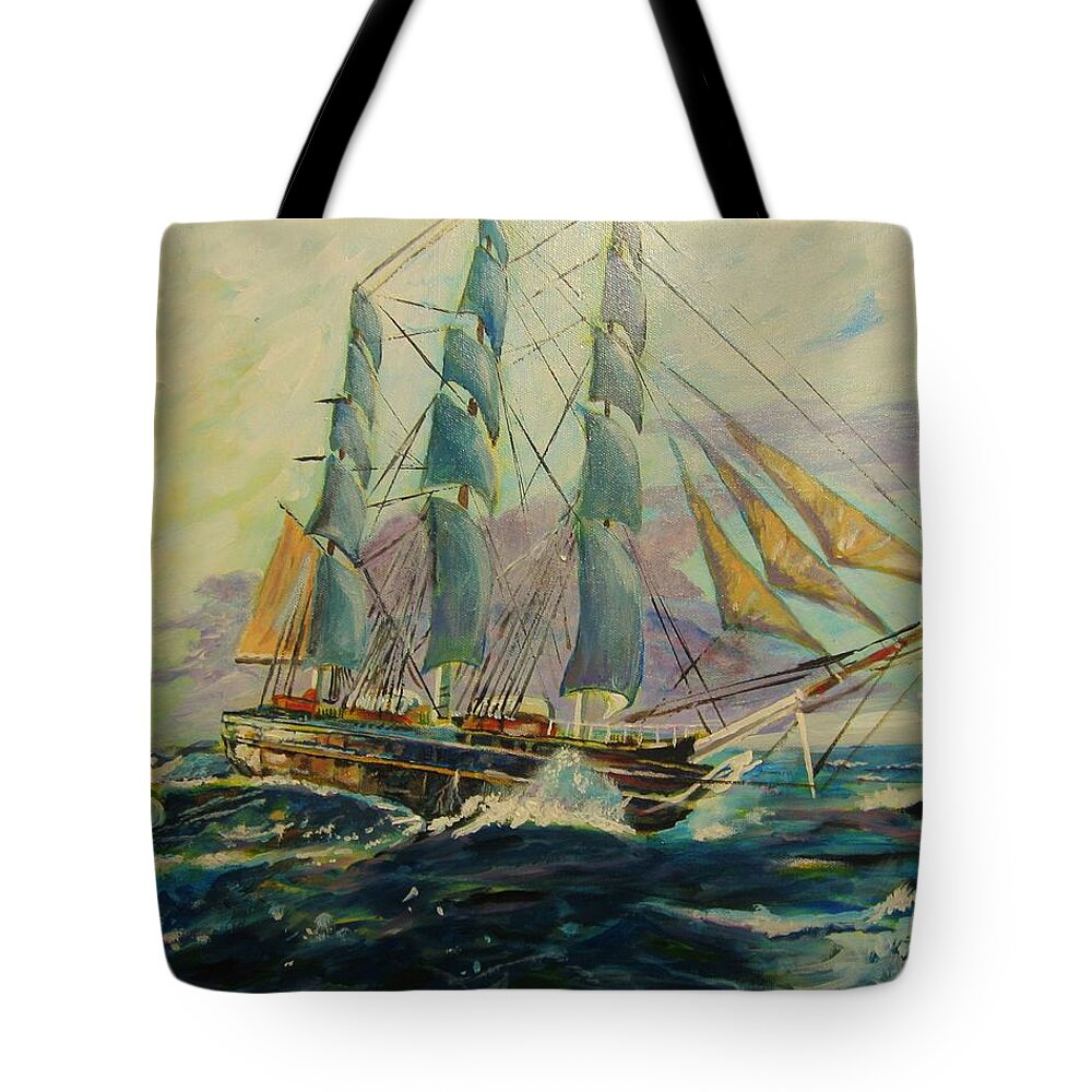 Ship Tote Bag featuring the painting Sea Clipper by Mike Benton