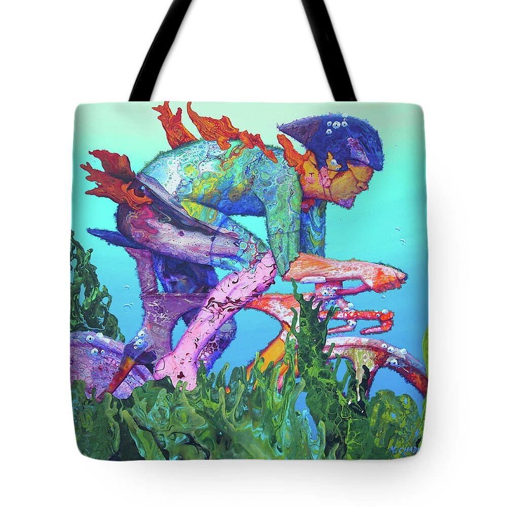 Underwater Tote Bag featuring the painting Sea Cycler by Marguerite Chadwick-Juner