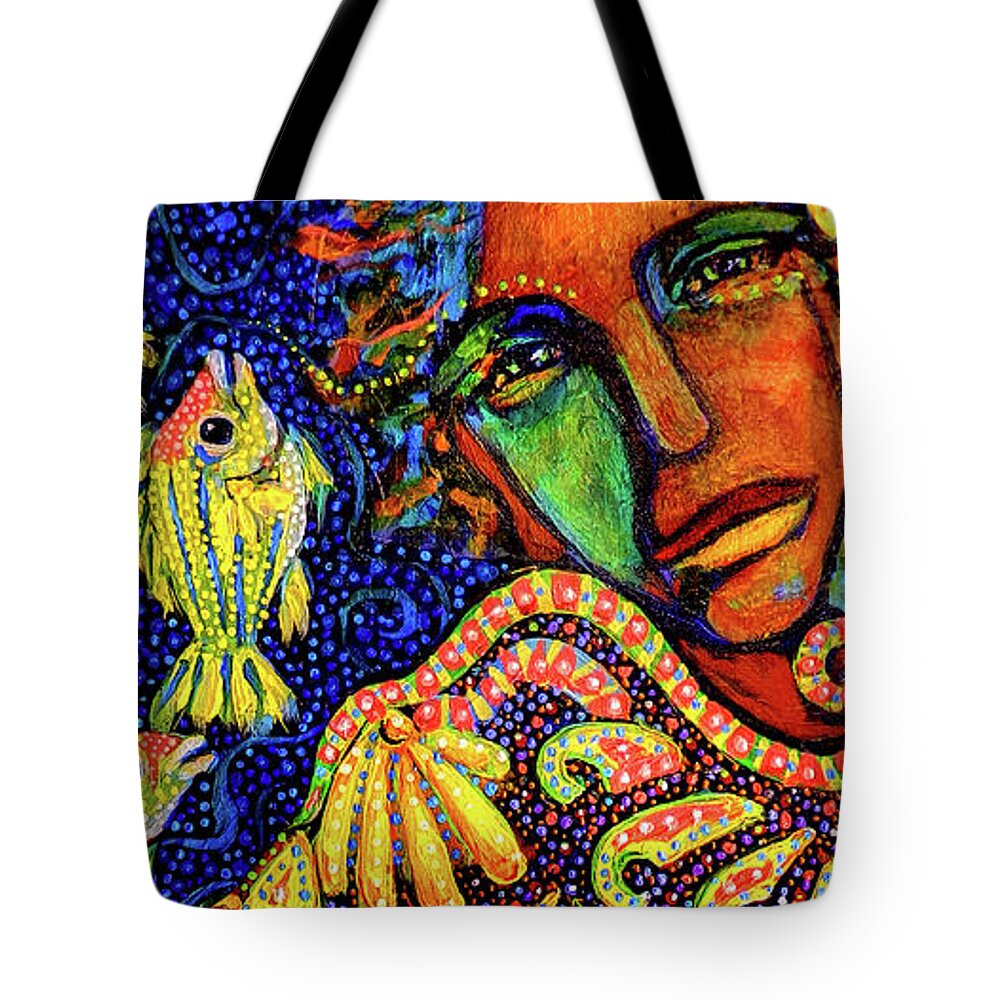 Acrylic Tote Bag featuring the painting Sea Dreaming 1 by Cora Marshall