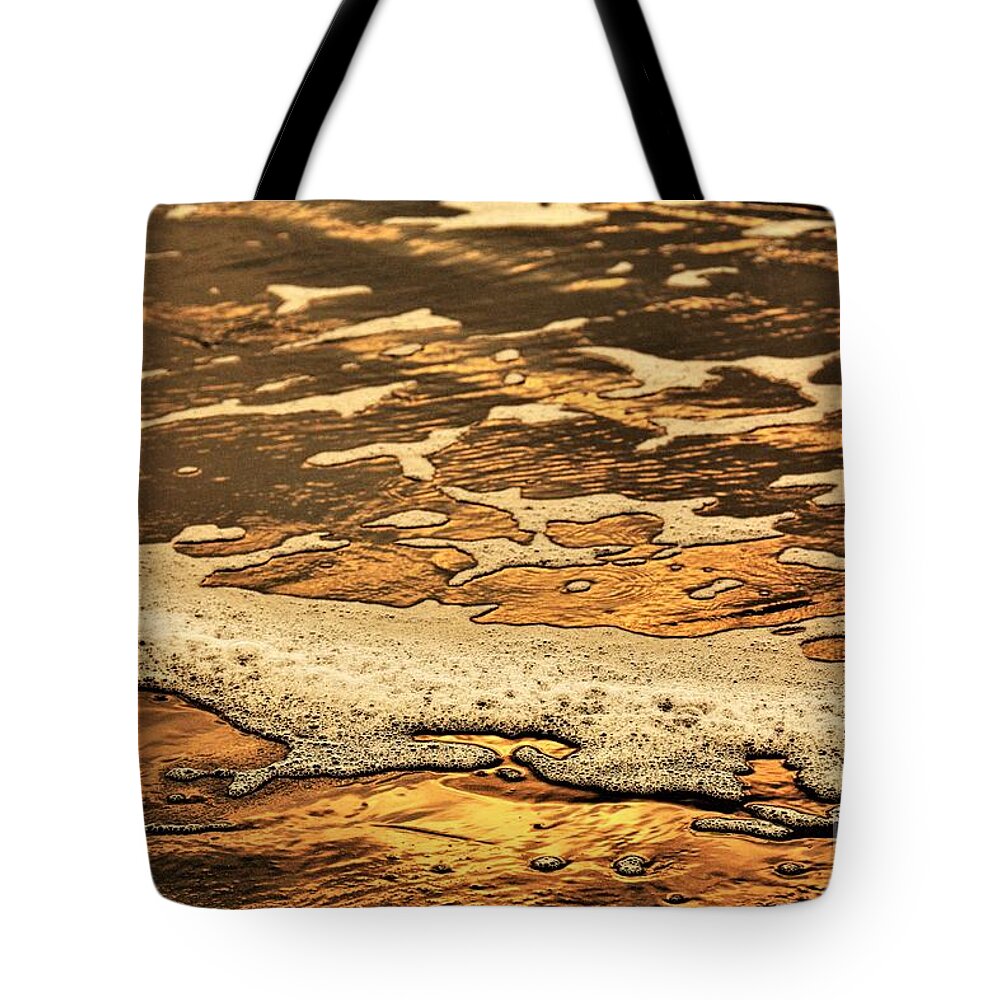 Abstract Tote Bag featuring the digital art Sea Foam Abstract by Jan Gelders