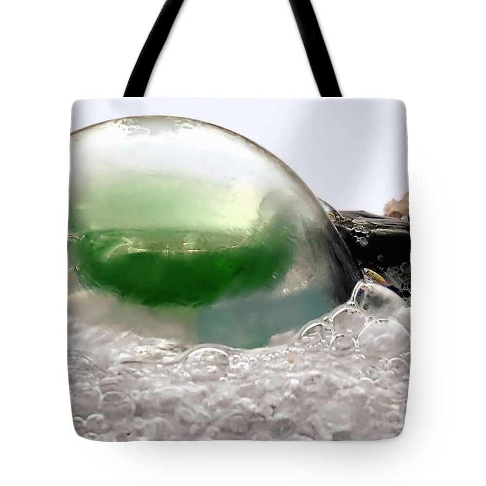 Sea Glass Tote Bag featuring the photograph Sea Glass in a Bubble by Janice Drew