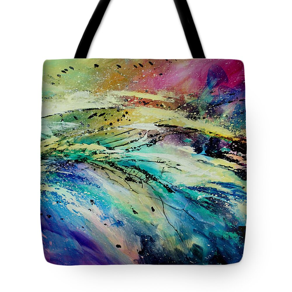 Abstract Tote Bag featuring the painting Sea of souls by Michael Lang