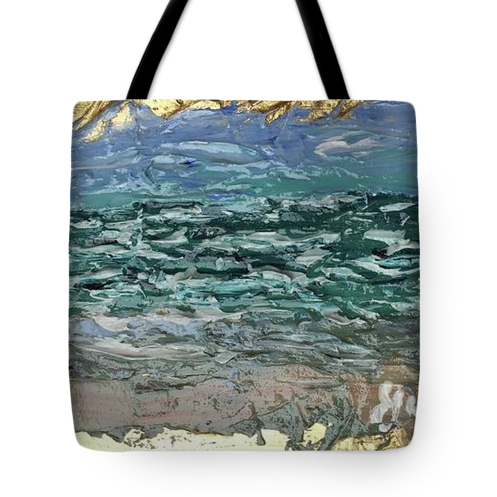 Beach Tote Bag featuring the painting Sea, Sand and Sky by Julene Franki