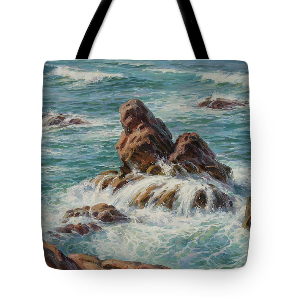 Seascape Tote Bag featuring the painting Sea Symphony. Part 3. by Serguei Zlenko