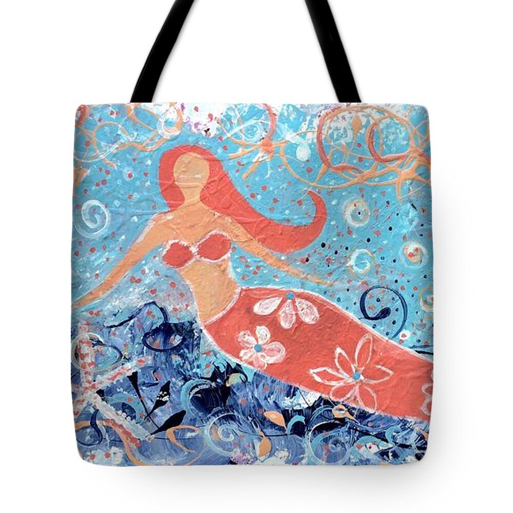 Mermaid Tote Bag featuring the painting Sea Siren by Jacqui Hawk