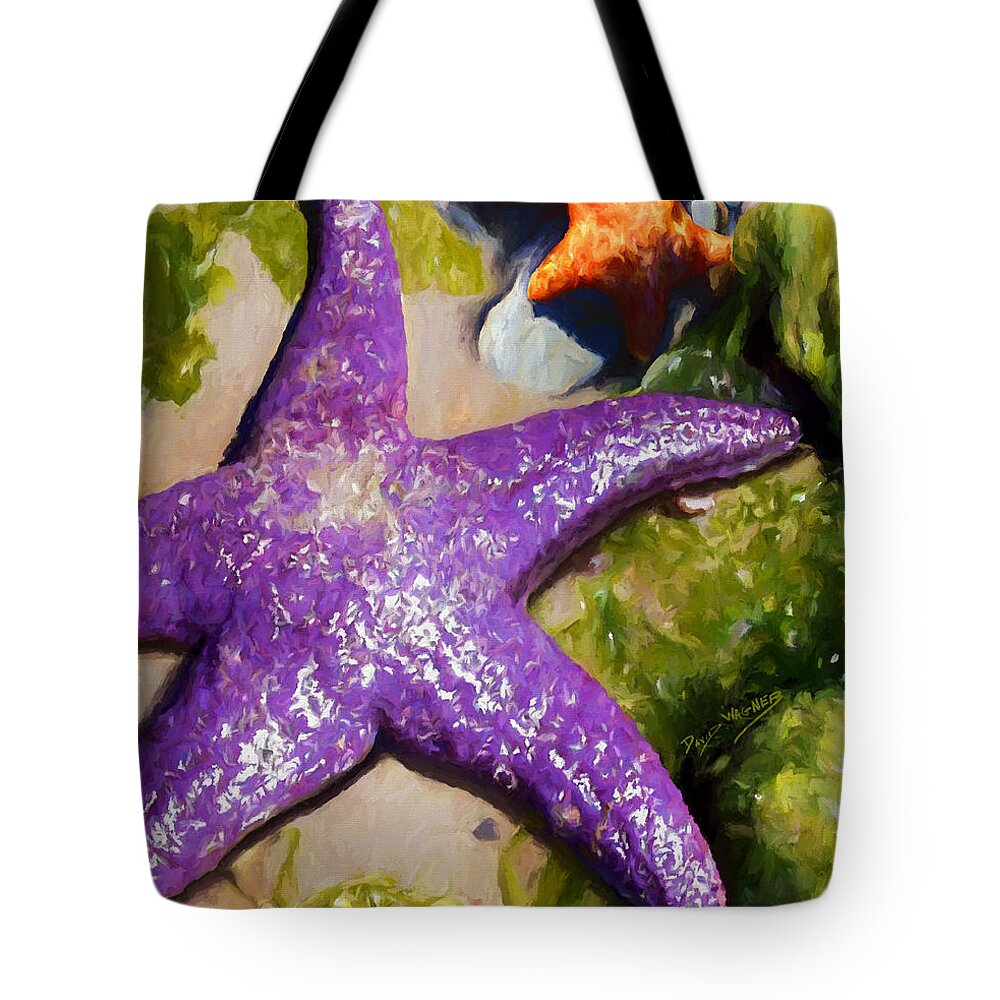 Sea Stars Tote Bag featuring the painting Sea Stars by David Wagner