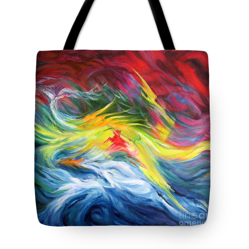 Abstract Tote Bag featuring the painting Sea storm.Version. by Maya Bukhina
