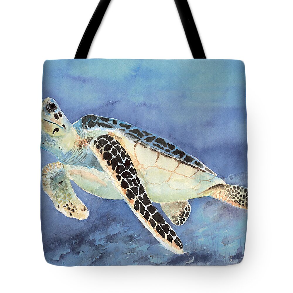 Green Sea Turtle Tote Bag featuring the painting Sea Turtle by Arline Wagner
