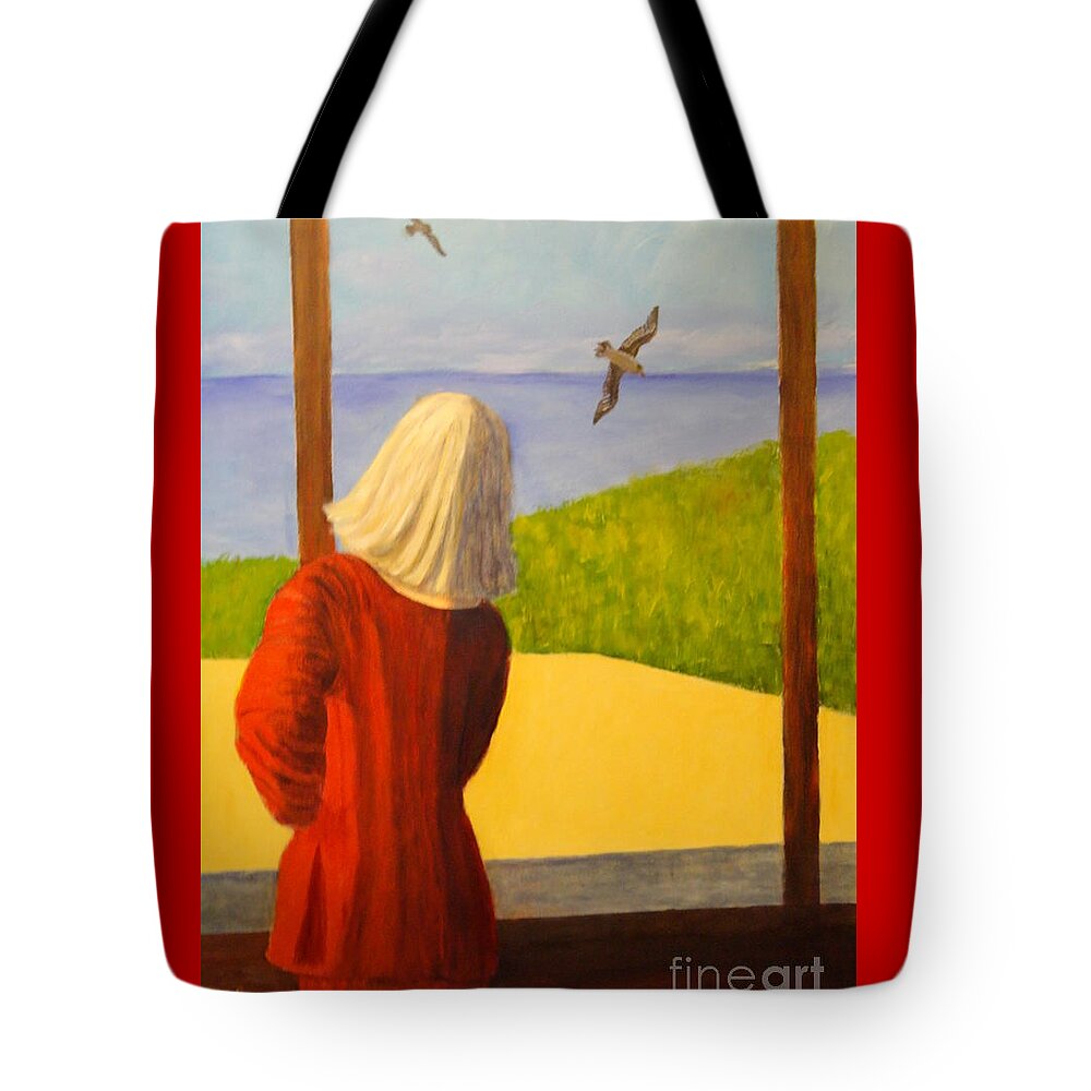 Bookcover Tote Bag featuring the painting Seagulls - Bookcover by Dagmar Helbig