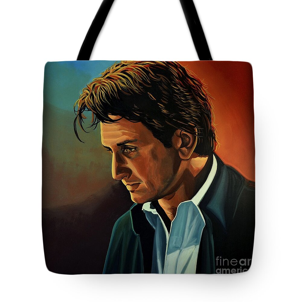 Sean Penn Tote Bag featuring the painting Sean Penn by Paul Meijering