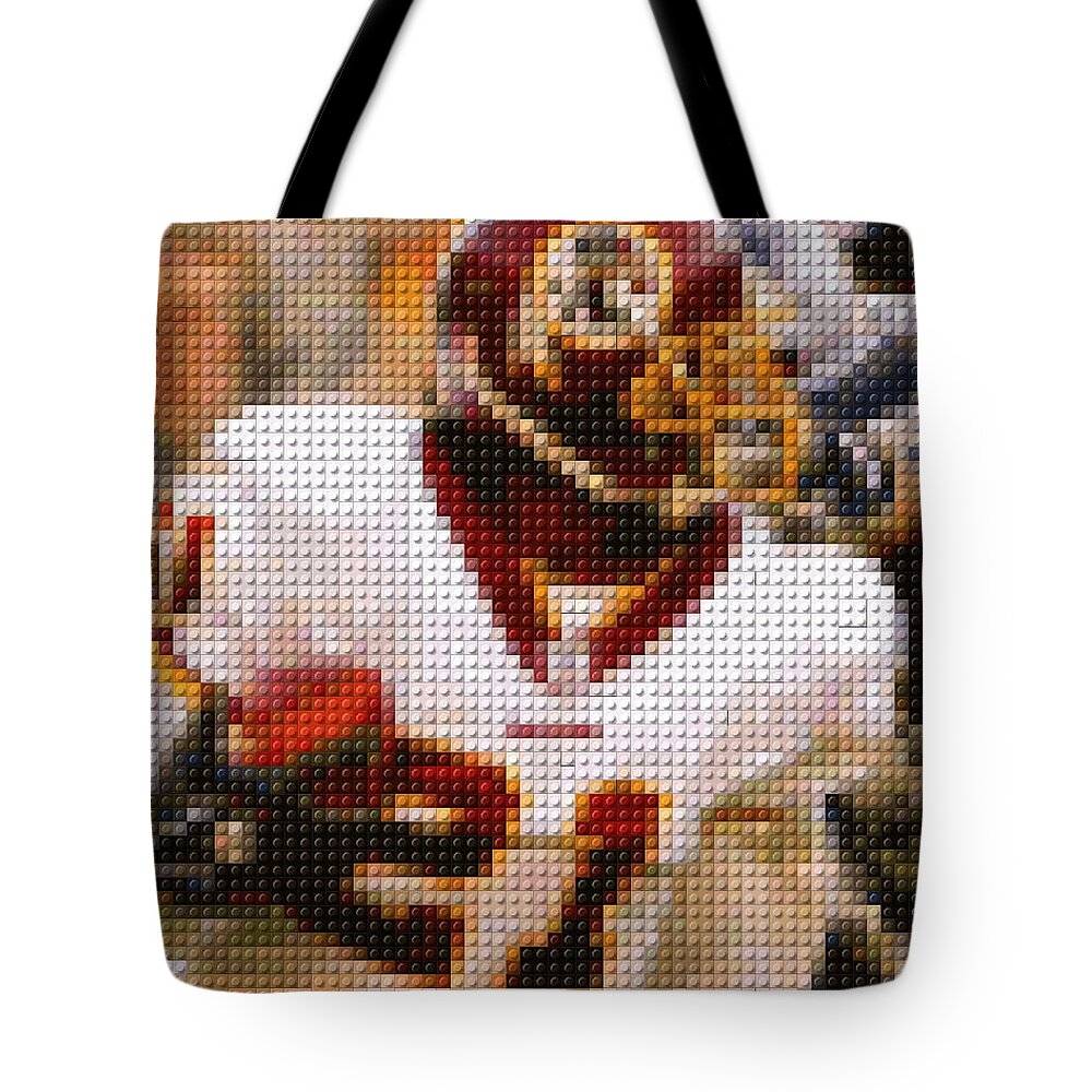 Washington Redskins Tote Bag featuring the photograph Sean Taylor Lego Mosaic by Paul Van Scott