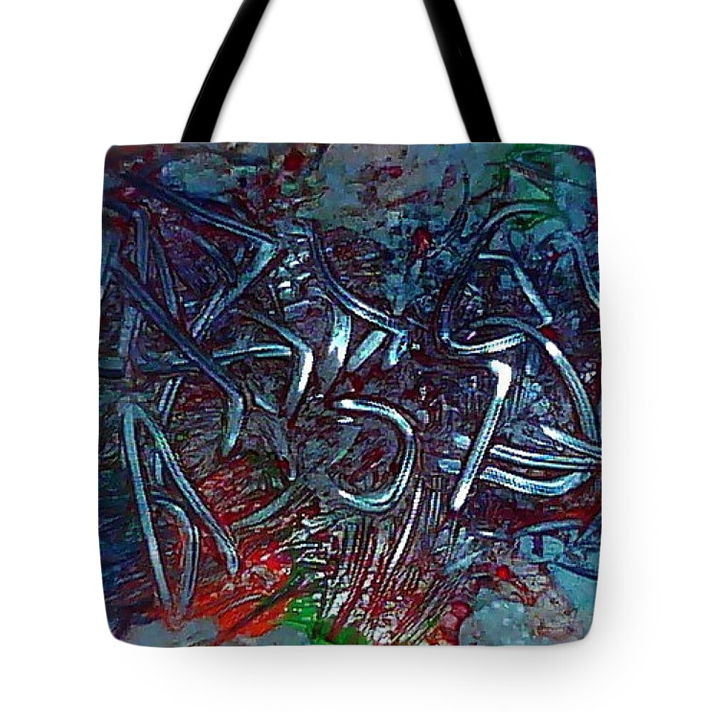 Microscopic Tote Bag featuring the painting Searching for Meaning by Rein Nomm