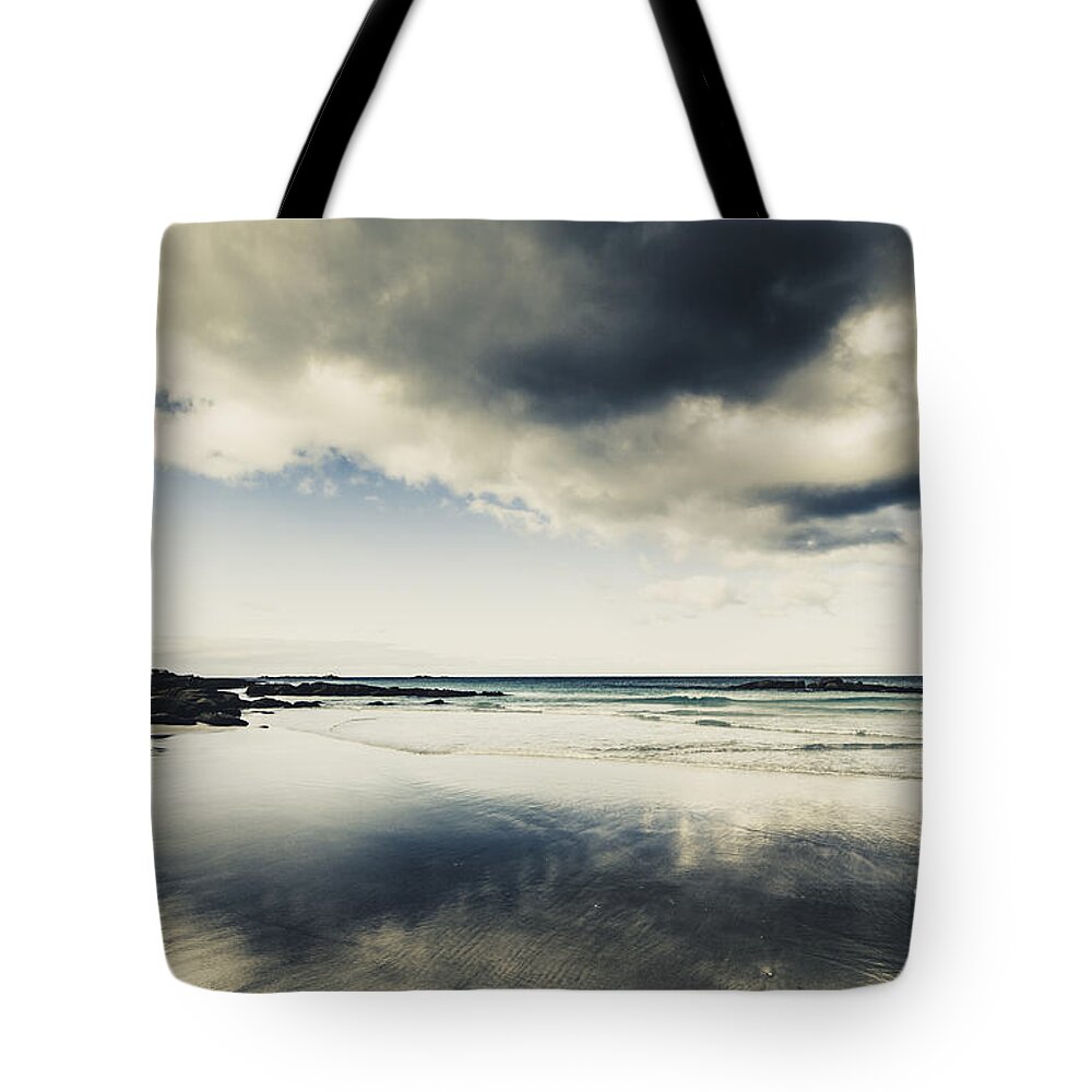 Sea Tote Bag featuring the photograph Seas and storm cloud reflections by Jorgo Photography