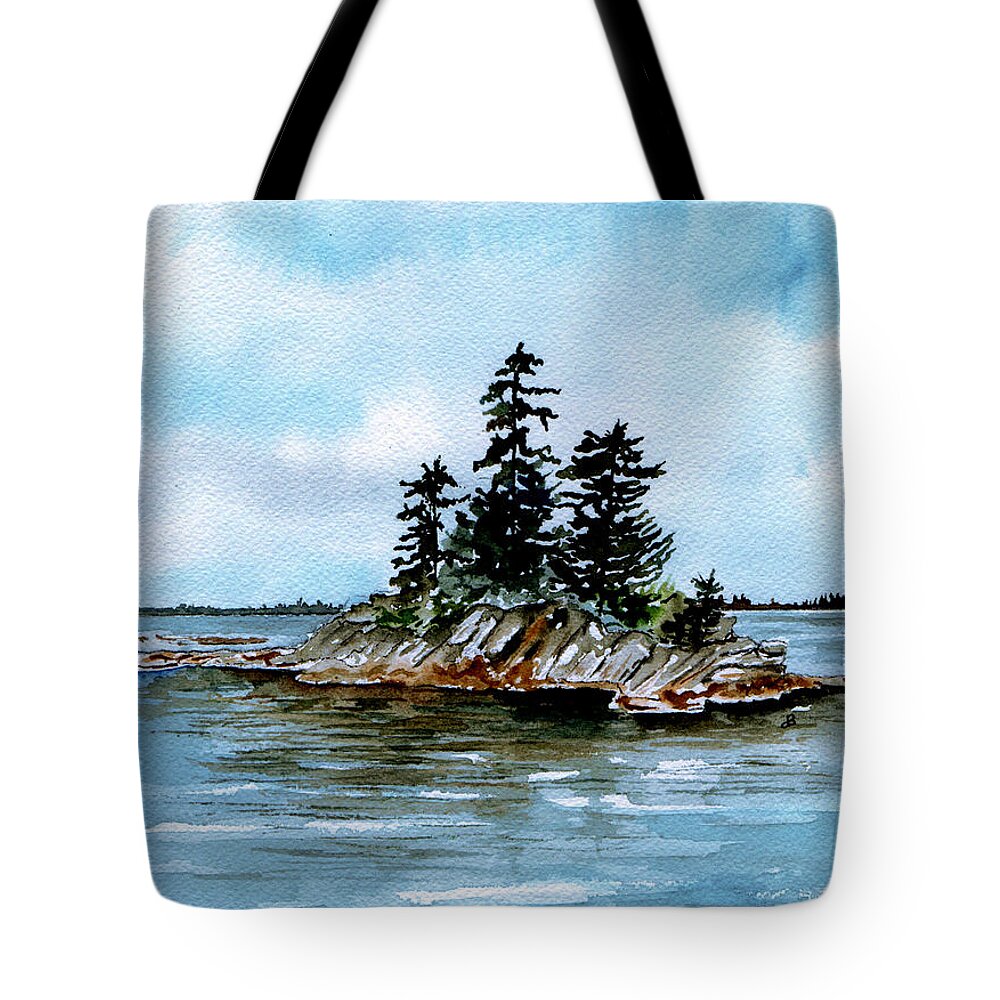 Seascape Tote Bag featuring the painting Seascape Casco Bay Maine by Brenda Owen