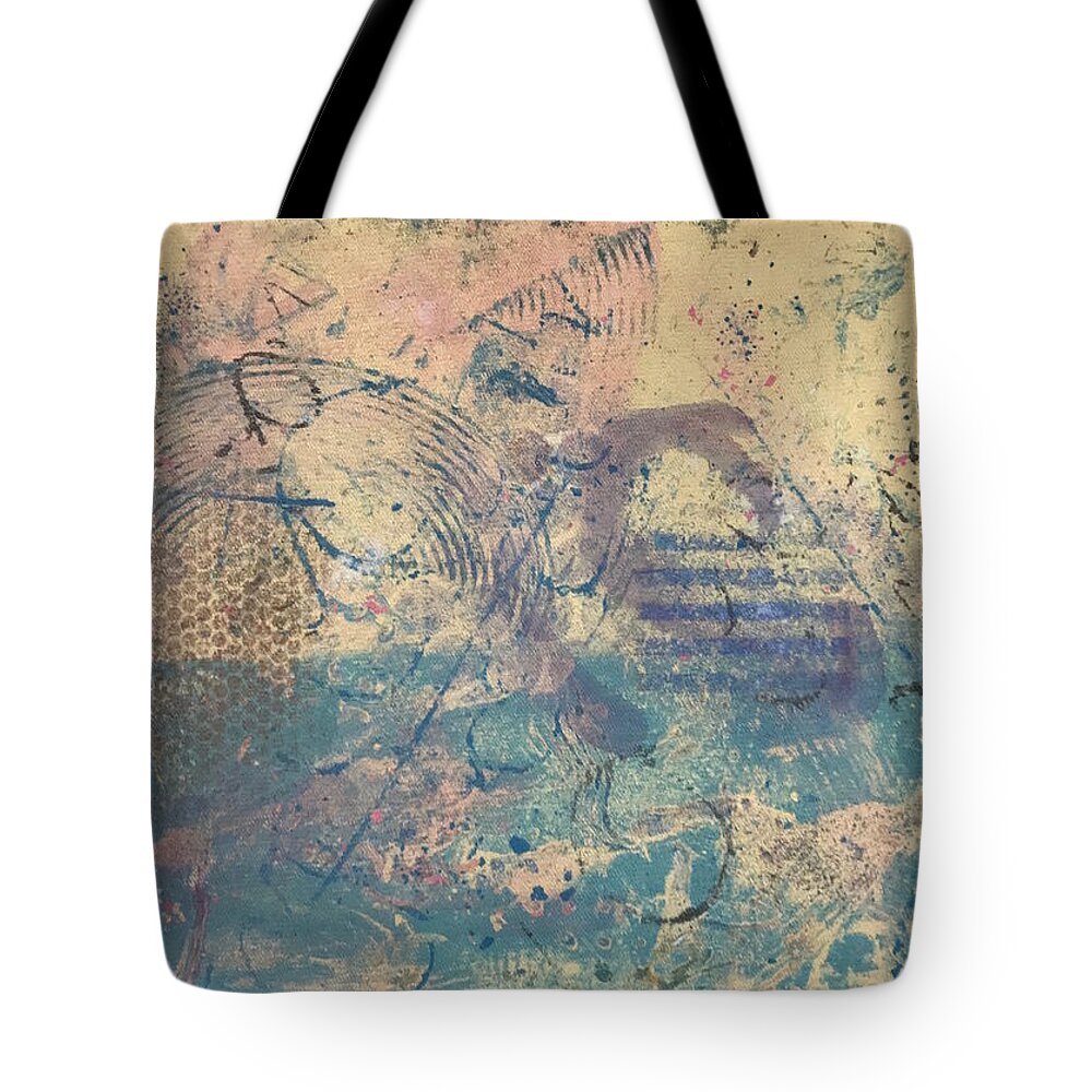 Clay Monoprint Tote Bag featuring the mixed media Seascape by Susan Richards