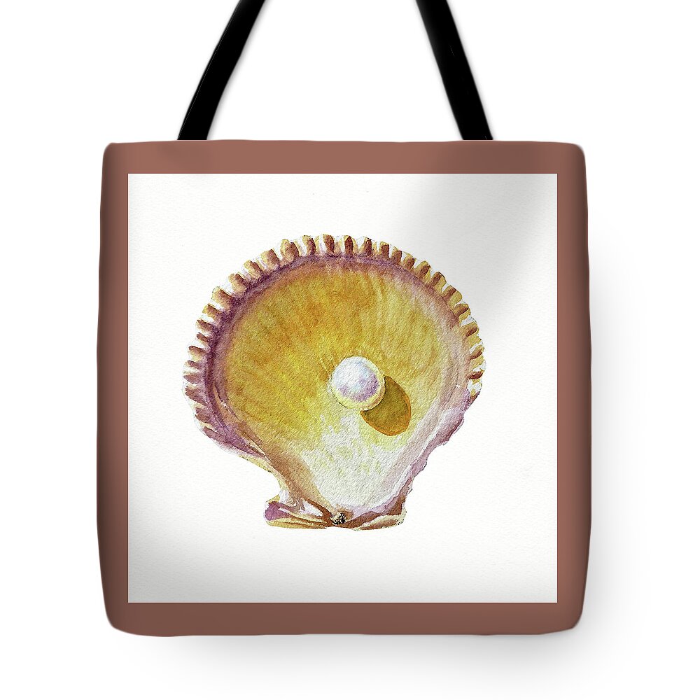 Shell Tote Bag featuring the painting Seashell Art Beach Treasure Sea Shell VI by Irina Sztukowski