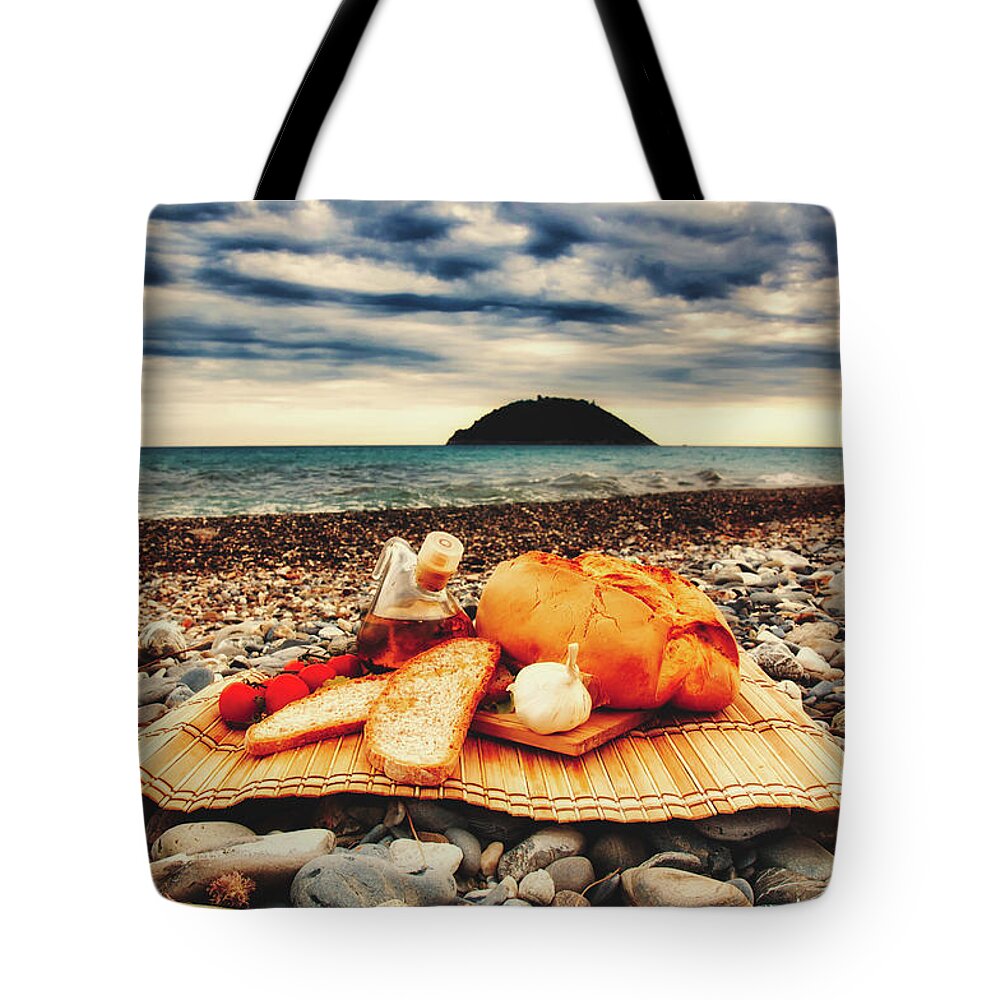 Rocks Tote Bag featuring the photograph Seaside Picnic by Mountain Dreams