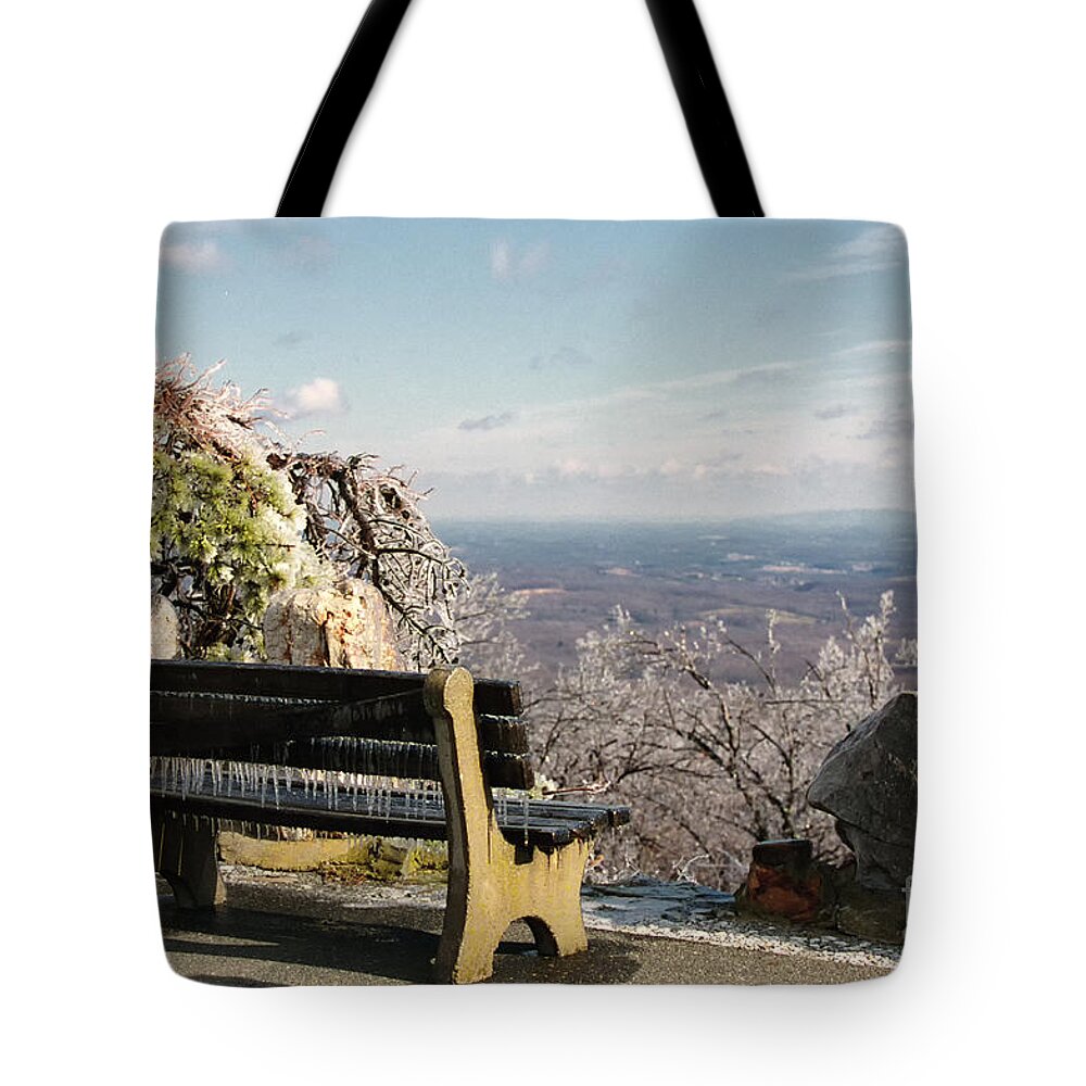 Bench Tote Bag featuring the photograph Seat With a View by Nicki McManus