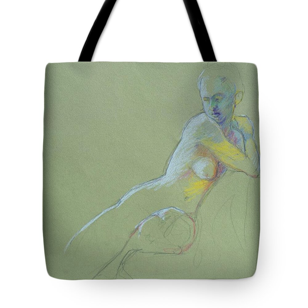 Full Body Tote Bag featuring the painting Seated study by Barbara Pease