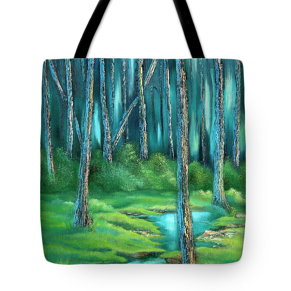 Landscape Tote Bag featuring the painting Secluded I by Marlene Book