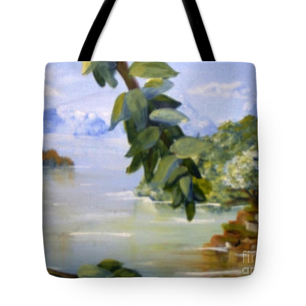 Landscape Tote Bag featuring the painting Secret Paradise by Saundra Johnson