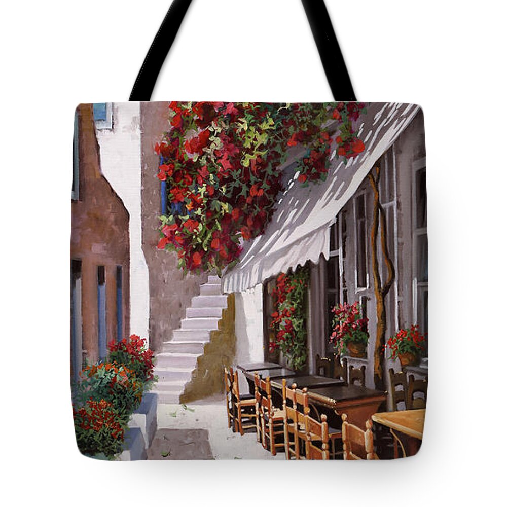 Greece Tote Bag featuring the painting Sedie E Tavoli by Guido Borelli