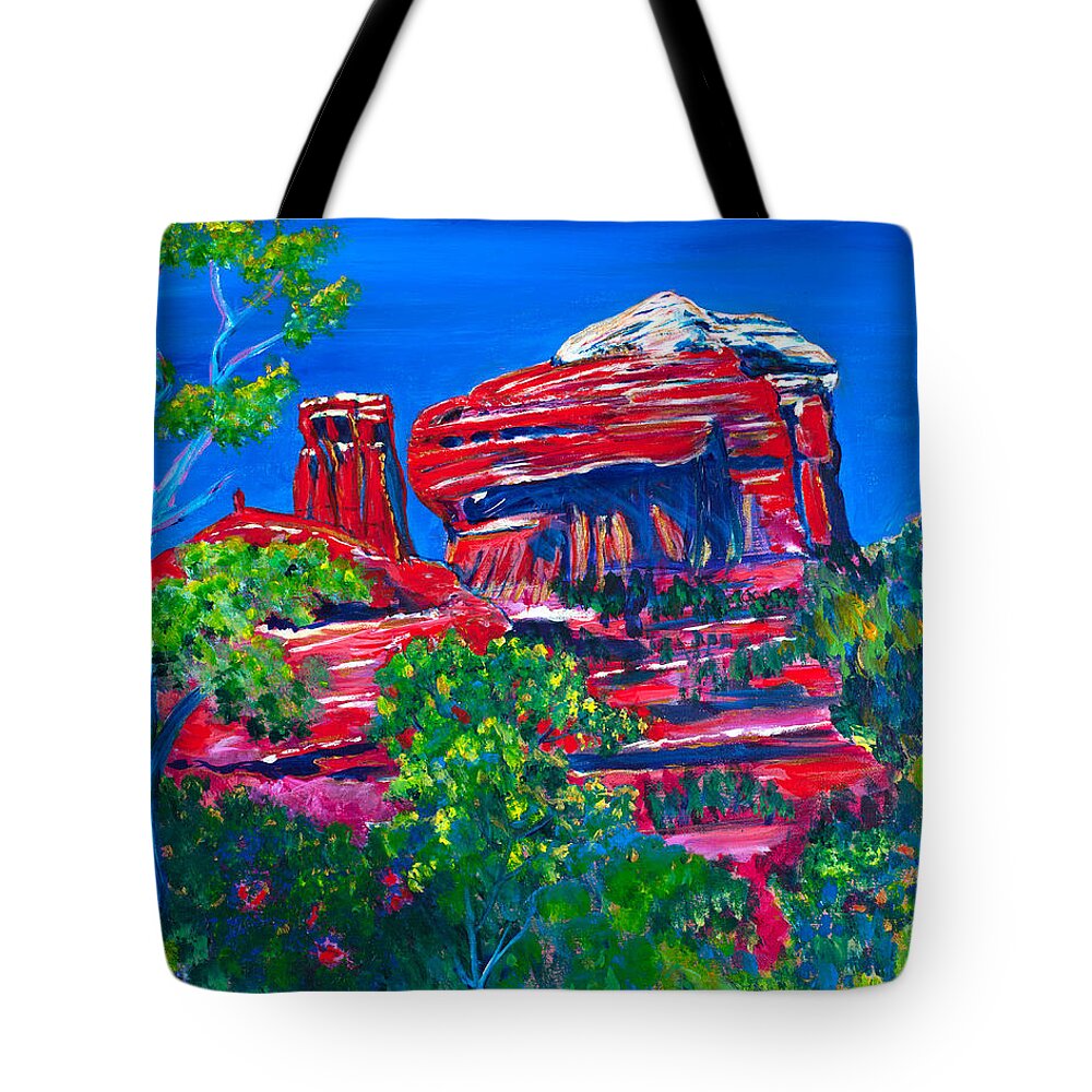 Sedona Tote Bag featuring the painting Sedona Twilight 16 x 20 by Santana Star