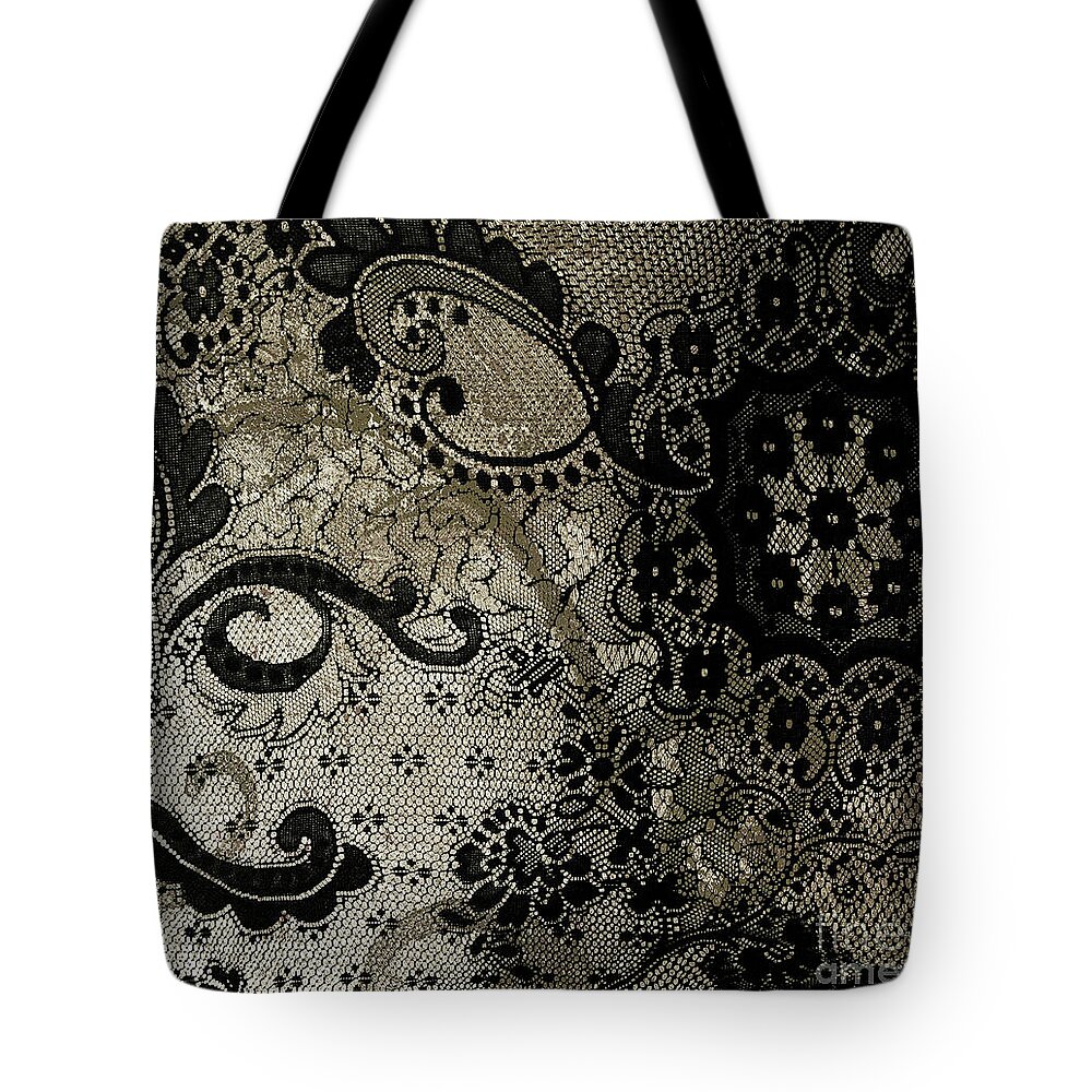 Black Lace Tote Bag featuring the painting Seduce by Mindy Sommers