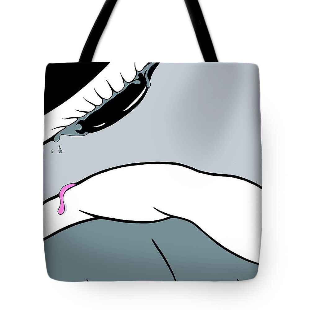 Climate Change Surrealism Vines Clouds Waves Ocean Arctic Eggs Oil Fossil Fuel People Love Grapevine Leaves Tote Bag featuring the drawing See Level by Craig Tilley